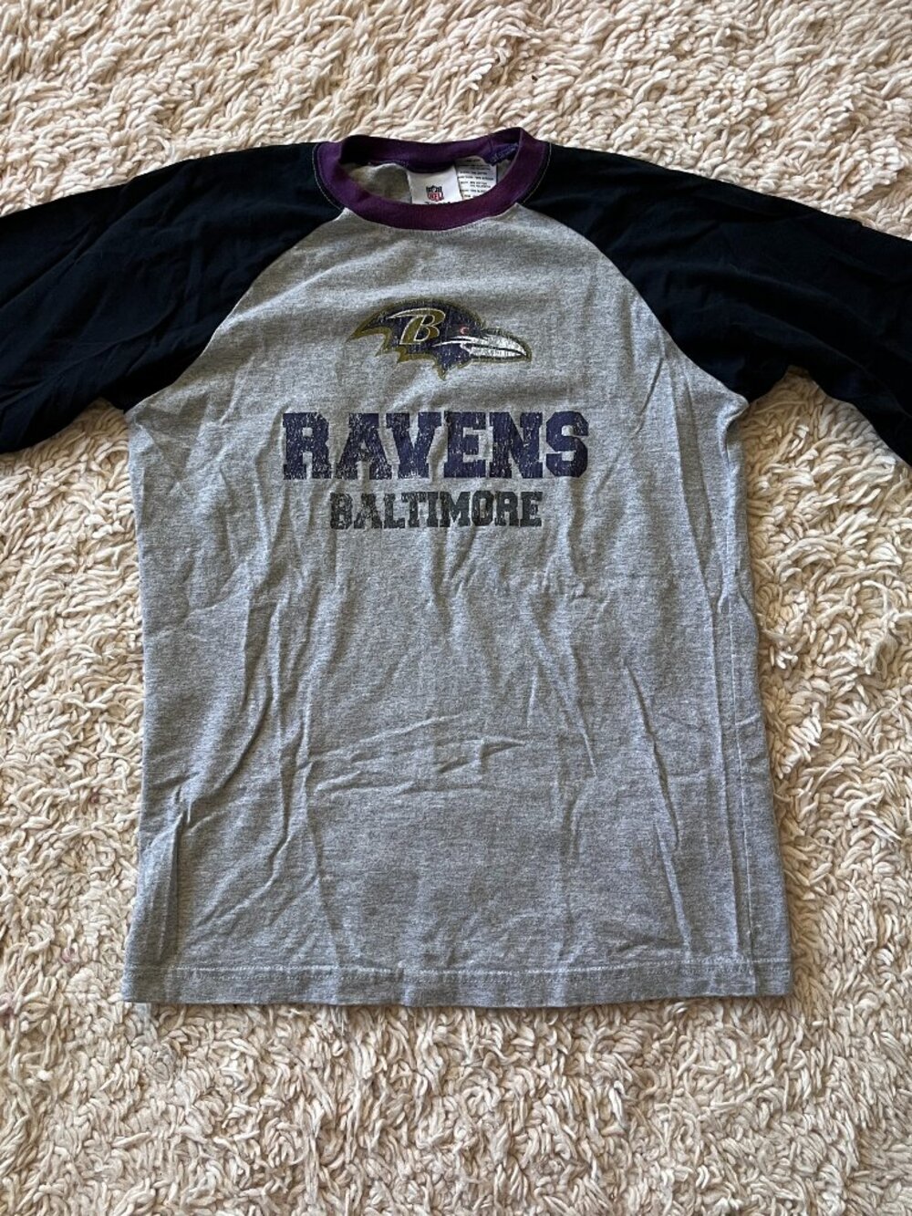 Baltimore Ravens NFL Raglan Tee Gray Black